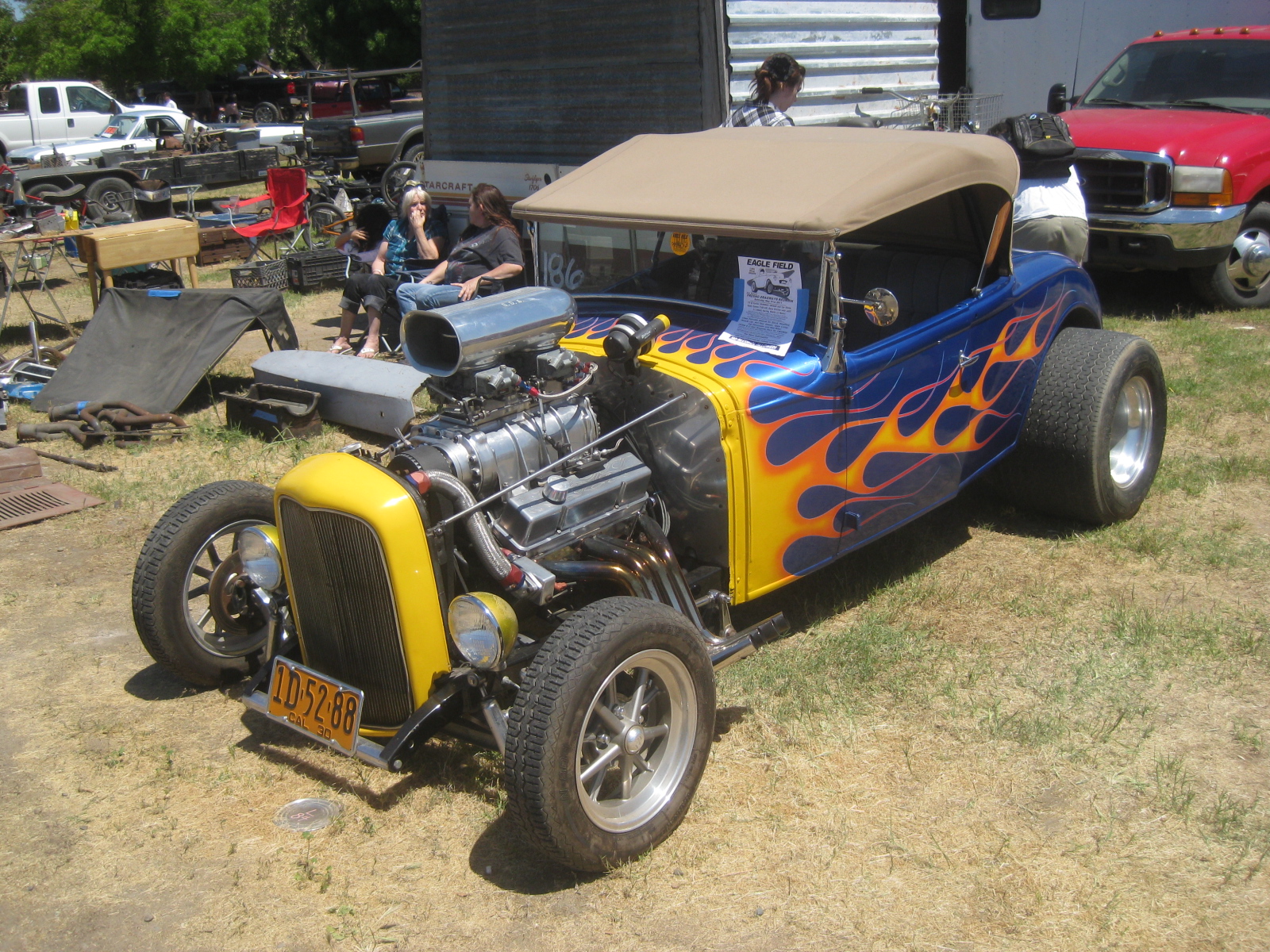 1930 ford model A roadster - flamed and supercharged turlock hot rod