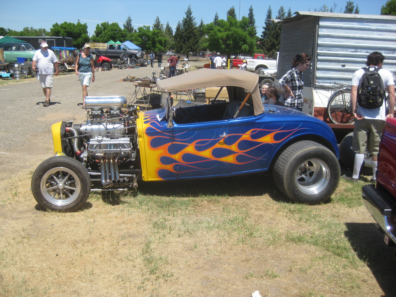 1930 ford model A roadster - flamed and supercharged turlock hot rod